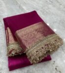 Maharani Tissue silk saree attached with maharaja lace.